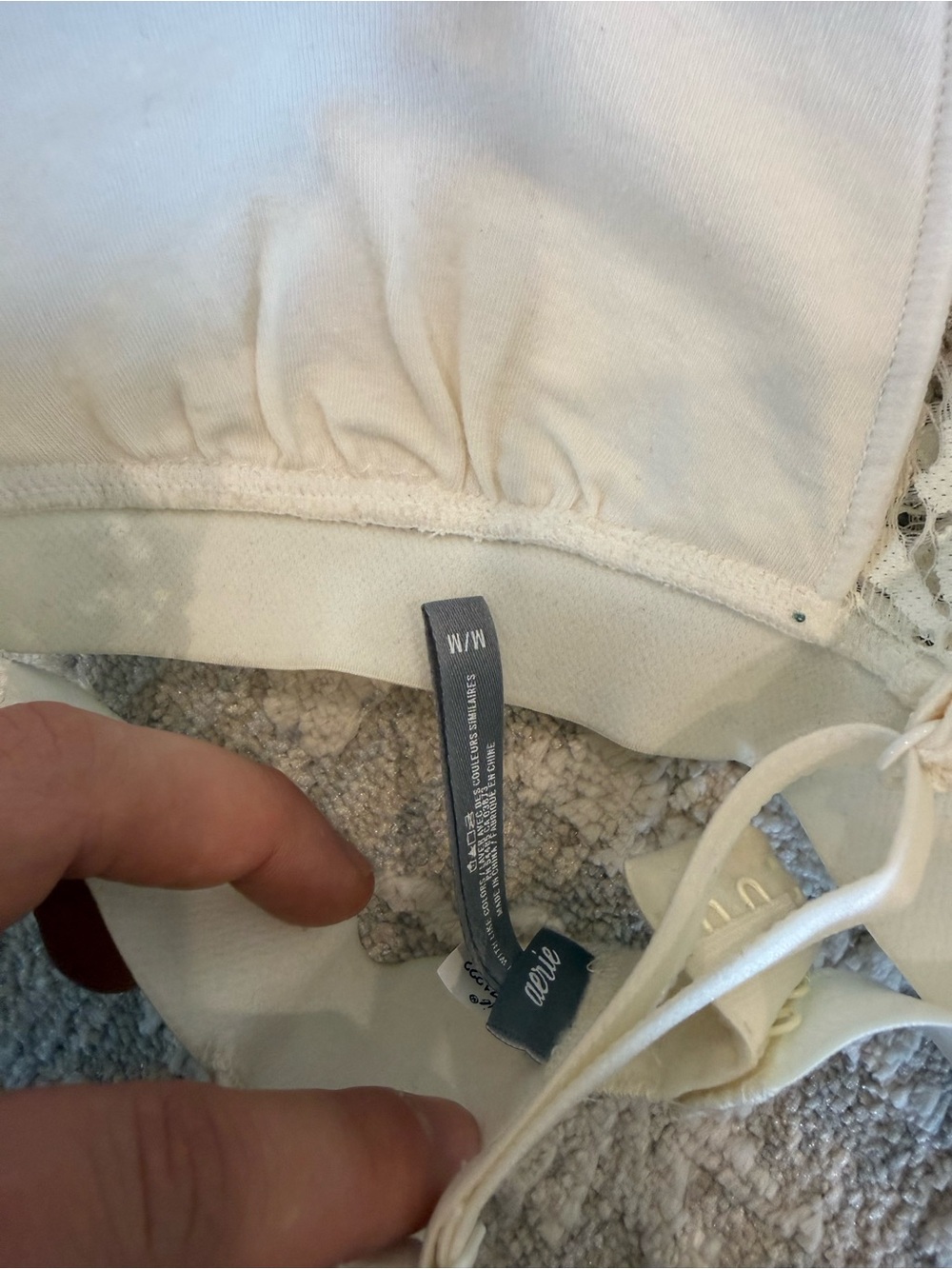 aerie Lace-Trim Wireless Bra Duo - Dark Green & Ivory - Picture 8 of 8